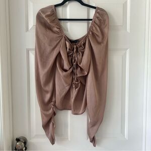 Peasant Top with Long Puffy Sleeves and Ruching